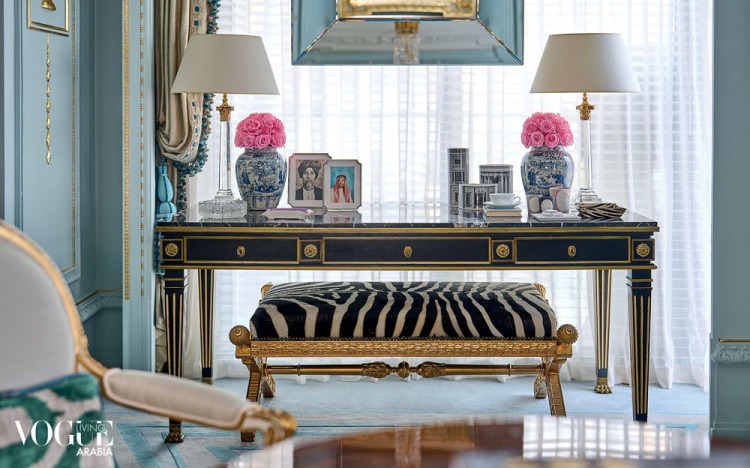 EPOCA - Vogue Arabia - Eva Interiors Desk and bench by EPOCA Home for EVA INTERIORS. Vogue Arabia